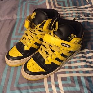 Black and Yellow Hightop Adidas